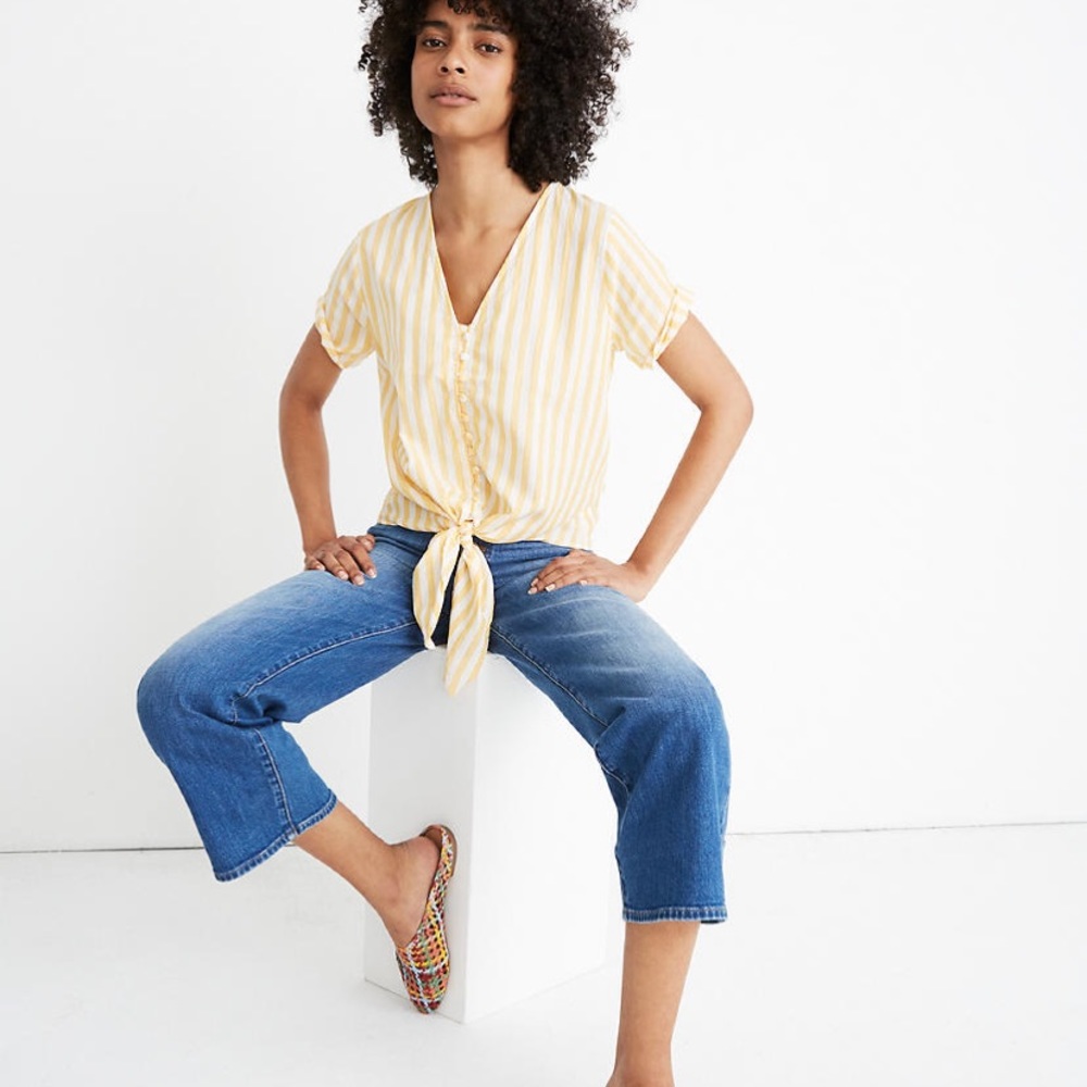 *NWT Madewell tie-front button top sz S